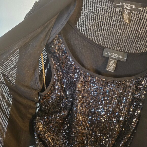 Black Sequined Jacket, Top & Pants Petite 3-Pc(NWT) - Picture 11 of 13